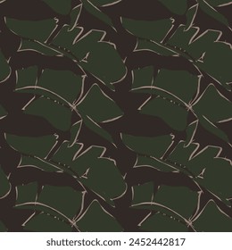 Diseño de patrones sin costuras de hojas tropicales de color neutro para textiles de moda, gráficos y artesanías