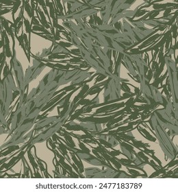 Neutral Color Tropical Leaf nahtloses Muster-Design für Modetextilien, Grafiken und Kunsthandwerk