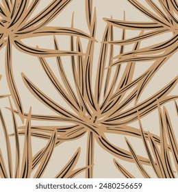 Diseño de patrones sin costuras de hojas tropicales de color neutro para textiles de moda, gráficos y artesanías