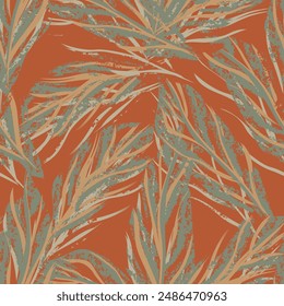 Neutral Colour Tropical Leaf seamless pattern design for fashion textiles, graphics and crafts