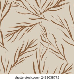 Neutral Colour Tropical Leaf seamless pattern design for fashion textiles, graphics and crafts