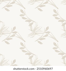 Neutral Colour Tropical Leaf seamless pattern design for fashion textiles, graphics and crafts
