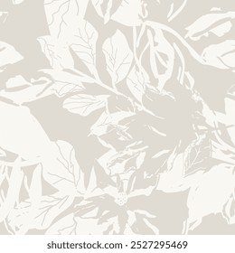 Cor neutra Tropical Leaf design de padrão sem costura para têxteis de moda, gráficos e artesanato