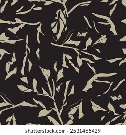 Neutral Colour Tropical Leaf seamless pattern design for fashion textiles, graphics and crafts