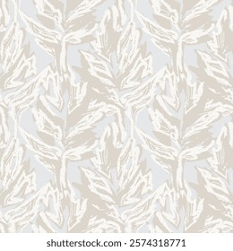 Neutral Colour Tropical Leaf seamless pattern design for fashion textiles, graphics and crafts