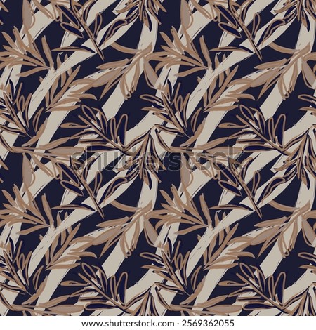Neutral Colour Tropical Leaf seamless pattern design for fashion textiles, graphics and crafts