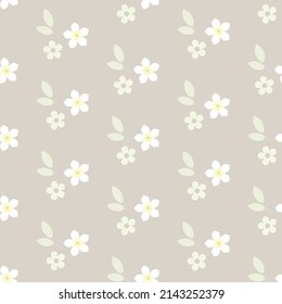 Neutral easter pattern with flowers. Vector illustration in flat cartoon style