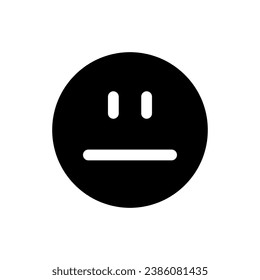 Neutral emoji black glyph ui icon. Emotional expression. Customer feedback. User interface design. Silhouette symbol on white space. Solid pictogram for web, mobile. Isolated vector illustration