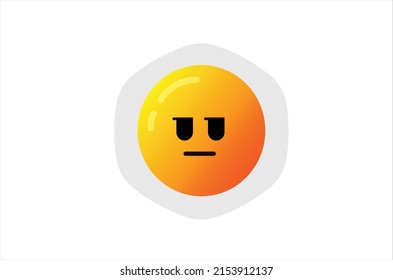 Neutral emoji. Emoticon with straight mouth, deadpan face stylized vector icon