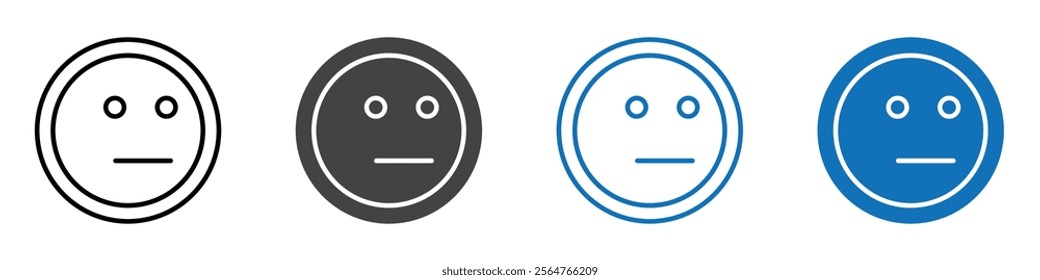 Neutral emoji icon flat editable icon mark set.