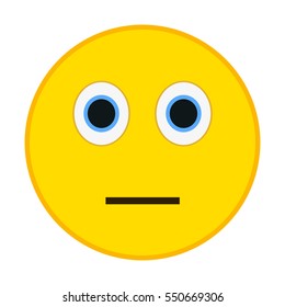 Neutral Emoticon. Indifferent Emoji Vector Illustration.