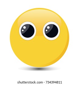 Neutral emoticon. Indifferent emoji vector illustration.