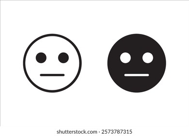 neutral emoticons in outline and silhouette styles