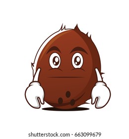 Neutral face coconut cartoon character vector illustration
