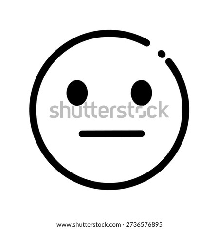 Neutral face emoticon in line style, vector icon