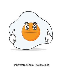 Neutral face fried egg cartoon character vector illustration