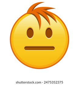 Neutral facial expression Large size of yellow emoji smile with hair