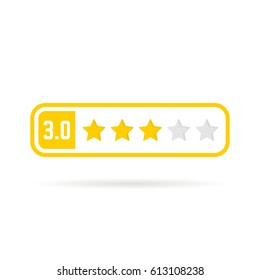 neutral feedback yellow frame like three stars. flat style trend logo or unusual graphic ui design on white. concept of average attitude to product or person and abstract website banner symbol