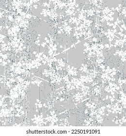 Hierbas florales neutrales fondo vectorial sin fisuras. flores simples texturando el patrón romántico de 2 tonos. Niños, edredones, papel pintado, cortinas y prendas de vestir, diseño de impresión moderno 