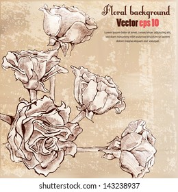 Neutral flower background in a retro-style.