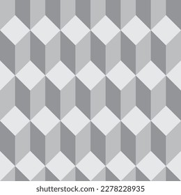 Neutral gray 3D isometric cube vector seamless pattern background. Vertical columns rectangle cubes abstract backdrop. Symmetrical design with geometric shapes. Three dimensional effect for business,