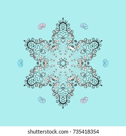 Neutral, gray and blue colors. Vector illustration. Christmas pattern with snowflakes abstract background. Holiday design for Christmas and New Year fashion prints. Neutral, gray and blue snowflakes.