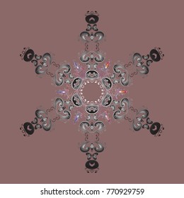 Neutral, gray and brown snow on neutral, gray and brown colors. Snowflake simple. Symbol of winter, Merry Christmas holiday, Happy New Year celebration Vector. Abstract wallpaper, wrapping decoration.