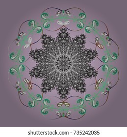 Neutral, gray and green colors. Vector illustration. Holiday design for Christmas and New Year fashion prints. Neutral, gray and green snowflakes. Christmas pattern with snowflakes abstract background