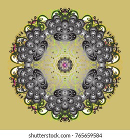 Neutral, gray and green colors. Vector illustration. Holiday design for Christmas and New Year fashion prints. Neutral, gray and green snowflakes. Christmas pattern with snowflakes abstract background