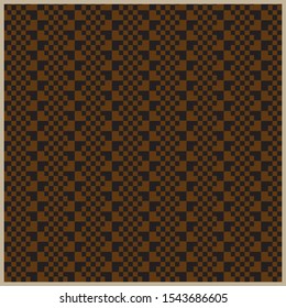 Neutral gray on emerald color pixel art game of life pattern ornament decorative background with geometric shapes. Colorful wrapping paper or backdrop.

