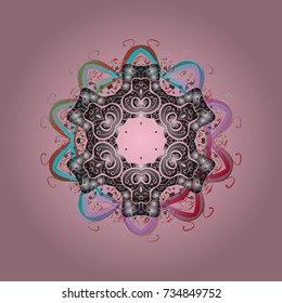Neutral, gray and pink snowflakes. Vector. Holiday design for Christmas and New Year fashion prints. 