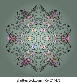 Neutral, gray and white snowflakes. Christmas pattern with snowflakes abstract background. Holiday design for Christmas and New Year fashion prints. Vector illustration.