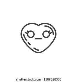 Neutral Heart Face Emoji Line Icon Stock Vector (Royalty Free ...