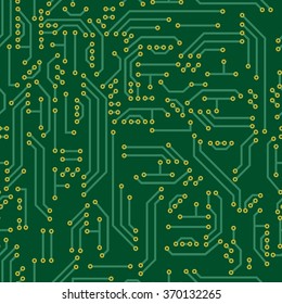 Neutral hi-tech vector seamless pattern - circuit board in grey colors for background 