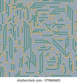 Neutral hi-tech vector seamless pattern - circuit board in grey colors