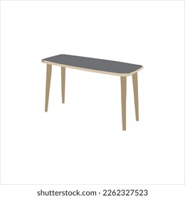 A neutral interior with table and chairs and a window with curtains.Cosy kitchen interior design with furniture, winter forest window view. Dining table in kitchen with chairs, cups and teapot, 
