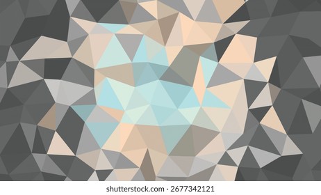 Fondo abstracto geométrico bajo poli neutral con patrón de triángulos beige y azul gris