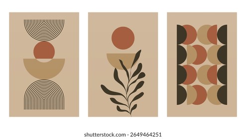 Neutral Mid Century Gallery Wall Art Decor. Aesthetic Abstract Boho Prints
