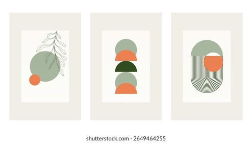 Neutral Mid Century Gallery Wall Art Decor. Aesthetic Abstract Boho Prints