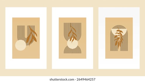 Neutral Mid Century Gallery Wall Art Decor. Aesthetic Abstract Boho Prints