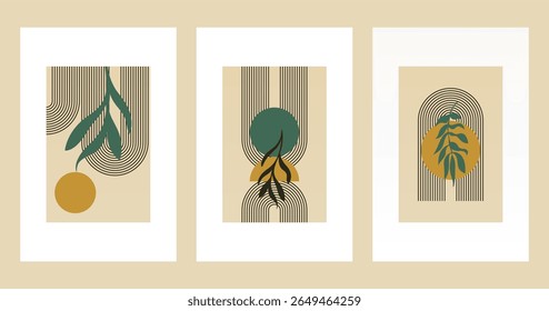 Neutral Mid Century Gallery Wall Art Decor. Aesthetic Abstract Boho Prints