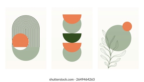 Neutral Mid Century Gallery Wall Art Decor. Aesthetic Abstract Boho Prints