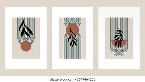 Neutral Mid Century Gallery Wall Art Decor. Aesthetic Abstract Boho Prints