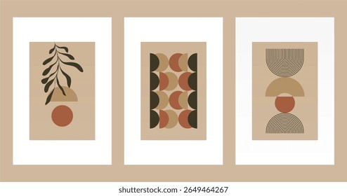 Neutral Mid Century Gallery Wall Art Decor. Aesthetic Abstract Boho Prints