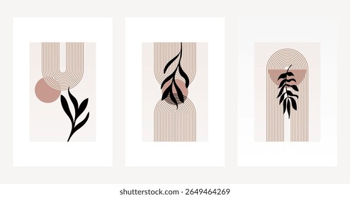Neutral Mid Century Gallery Wall Art Decor. Aesthetic Abstract Boho Prints