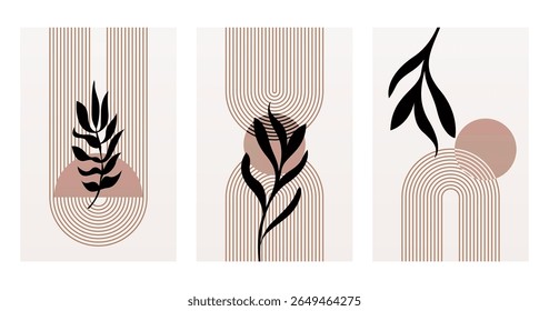 Neutral Mid Century Gallery Wall Art Decor. Aesthetic Abstract Boho Prints