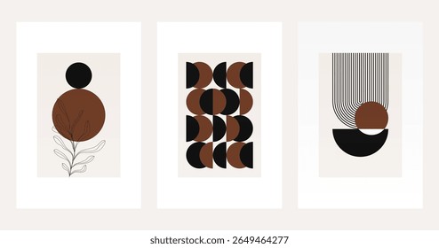 Neutral Mid Century Gallery Wall Art Decor. Aesthetic Abstract Boho Prints