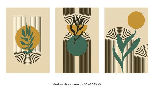 Neutral Mid Century Gallery Wall Art Decor. Aesthetic Abstract Boho Prints
