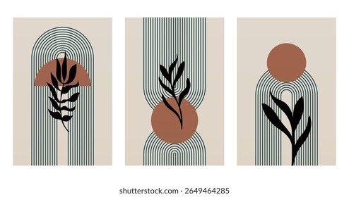 Neutral Mid Century Gallery Wall Art Decor. Aesthetic Abstract Boho Prints