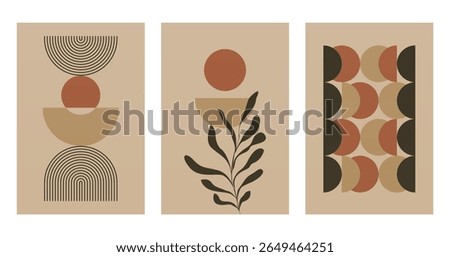 Neutral Mid Century Gallery Wall Art Decor. Aesthetic Abstract Boho Prints